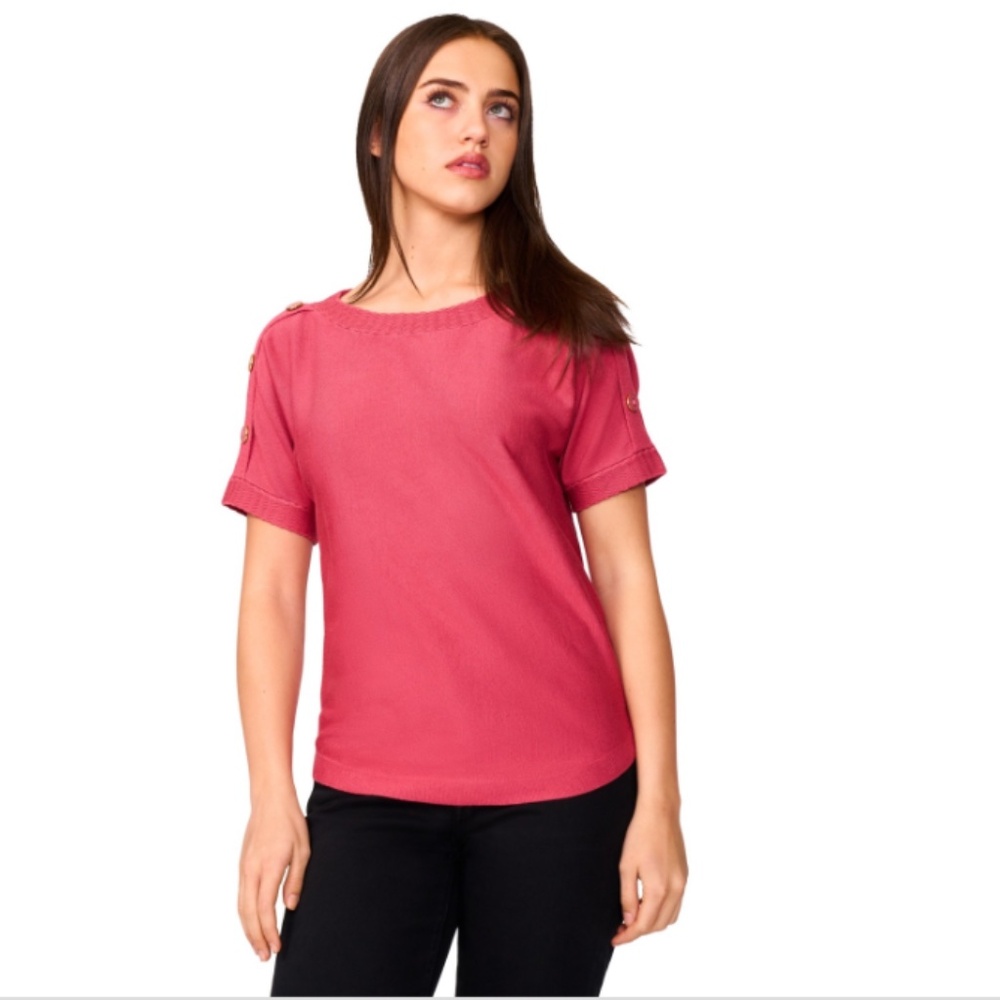 Melissa Paige Women's Button Detail Dolman Short-Sleeve Sweater-NWT - Picture 8 of 8